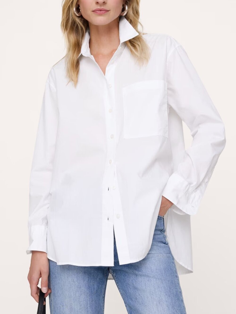 NWT Banana Republic Classic White The Oversized Cotton Poplin Top Shirt L
